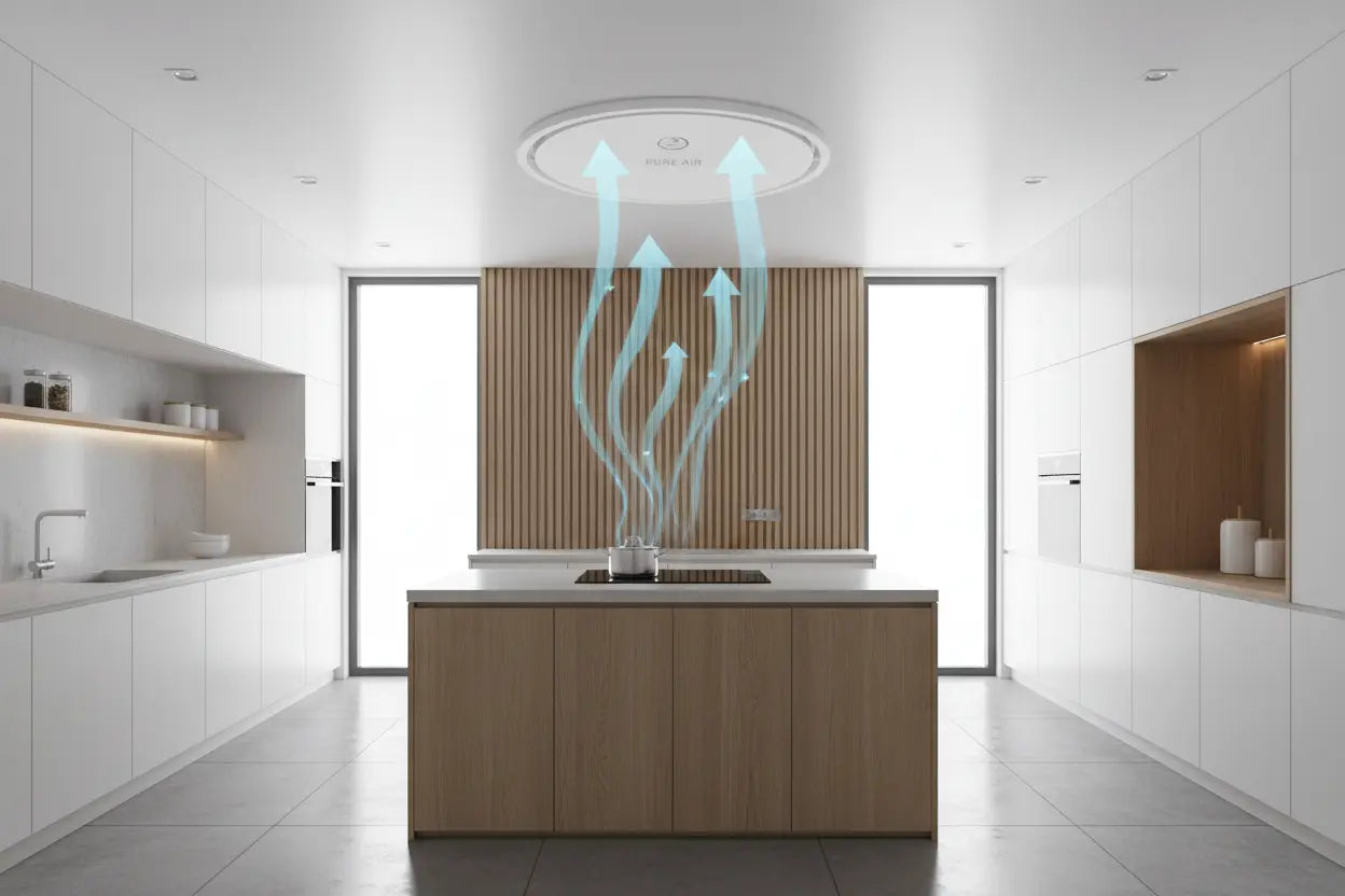 Ceiling exhaust fan kitchen installed in a modern home